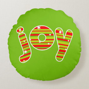 Freude an Weihnachten, Rot und Grün Streifen Rundes Kissen