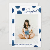 Freude. Aquarellblau-Polka-Punkte Weihnachten (Vorne/Hinten)