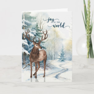Freude auf die Welt Feiertagsrentier Winterwald Feiertagskarte
