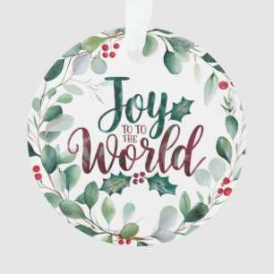 Freude auf die Welt mit Wasserfarben-Weihnachtskra Ornament
