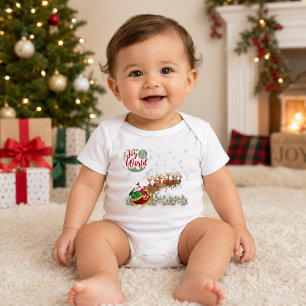 Freude auf die Welt Santa Schlitten Weihnachten Baby Strampler