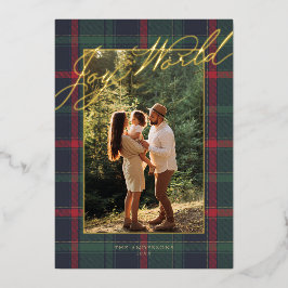 Freude auf die Welt Tartan Karo Folien-Weihnachtsk Folieneinladung