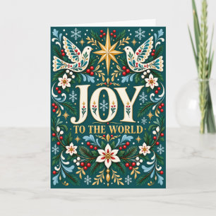 Freude auf die Welt Weihnachten Tauben Folk Art Karte