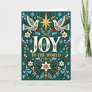 Freude auf die Welt Weihnachten Tauben Folk Art Karte