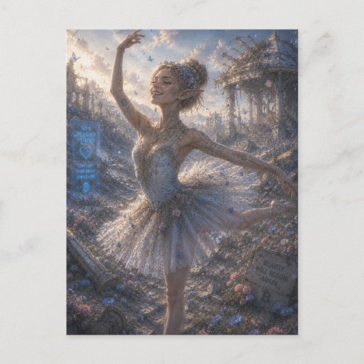 Freude / Ballerina / Blumenfeld Postkarte (Vorderseite)