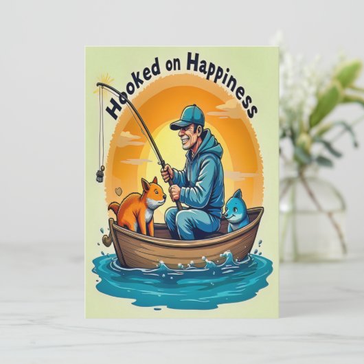 Freude beim Fischen Einladung (Stehend Vorderseite)