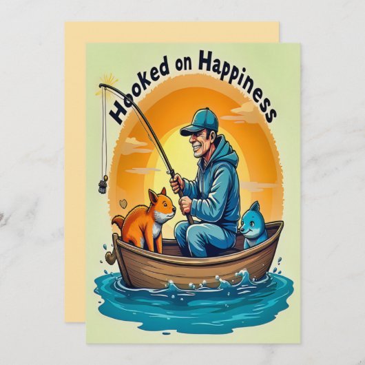 Freude beim Fischen Einladung (Vorne/Hinten)