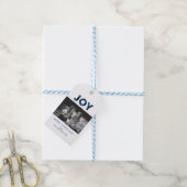 Freude-blauer Büffel-karierter Geschenkanhänger (Mit Garn)