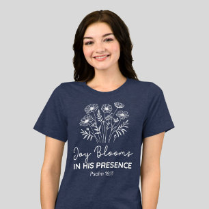 Freude blüht in seiner Gegenwart Psalm 16:11 Flora Tri-Blend Shirt
