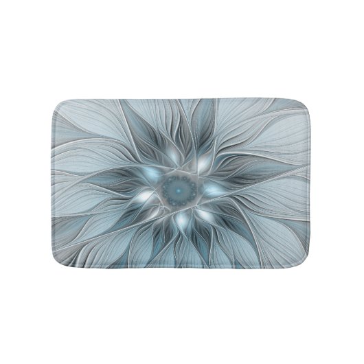 Freude Blume Abstrakt Blue Gray Fraktal Badematte (Vorderseite)