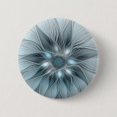 Freude Blume Abstrakt Blue Gray Fraktal Button (Vorderseite)