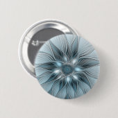 Freude Blume Abstrakt Blue Gray Fraktal Button (Vorne & Hinten)