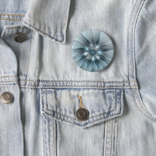 Freude Blume Abstrakt Blue Gray Fraktal Button (Beispiel)