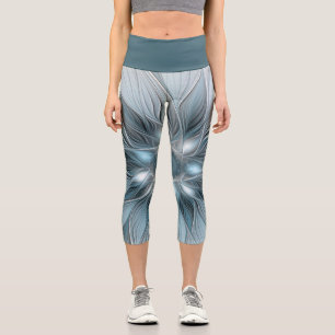 Freude Blume Abstrakt Blue Gray Fraktal Capri Leggings