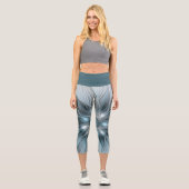 Freude Blume Abstrakt Blue Gray Fraktal Capri Leggings (Vorderseite)