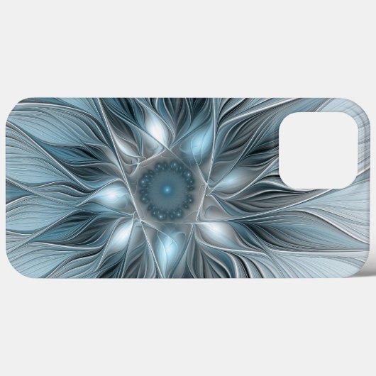 Freude Blume Abstrakt Blue Gray Fraktal Case-Mate iPhone Hülle (Rückseite (Horizontal))