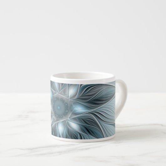 Freude Blume Abstrakt Blue Gray Fraktal Espressotasse (Vorderseite Rechts)