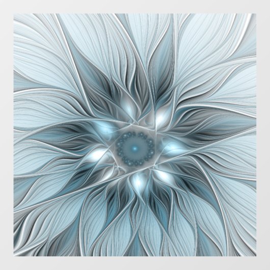 Freude Blume Abstrakt Blue Gray Fraktal Fensteraufkleber (Blatt)