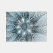 Freude Blume Abstrakt Blue Gray Fraktal Fleecedecke (Vorderseite (Horizontal))