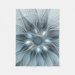 Freude Blume Abstrakt Blue Gray Fraktal Fleecedecke