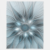 Freude Blume Abstrakt Blue Gray Fraktal Fleecedecke (Vorderseite)