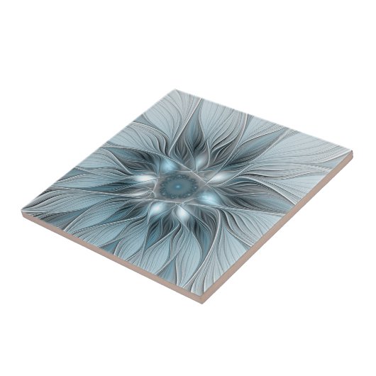 Freude Blume Abstrakt Blue Gray Fraktal Fliese (Seite)
