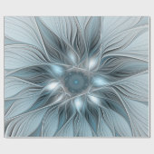 Freude Blume Abstrakt Blue Gray Fraktal Geschenkpapier (Flach)