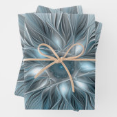 Freude Blume Abstrakt Blue Gray Fraktal Geschenkpapier Set (Beispiel)