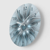 Freude Blume Abstrakt Blue Gray Fraktal Große Wanduhr (Winkel)