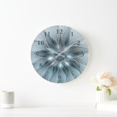 Freude Blume Abstrakt Blue Gray Fraktal Große Wanduhr (Zuhause)