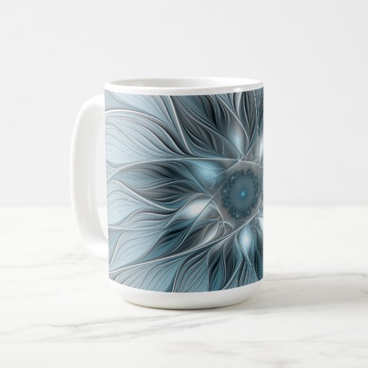 Freude Blume Abstrakt Blue Gray Fraktal Kaffeetasse (Vorderseite Links)