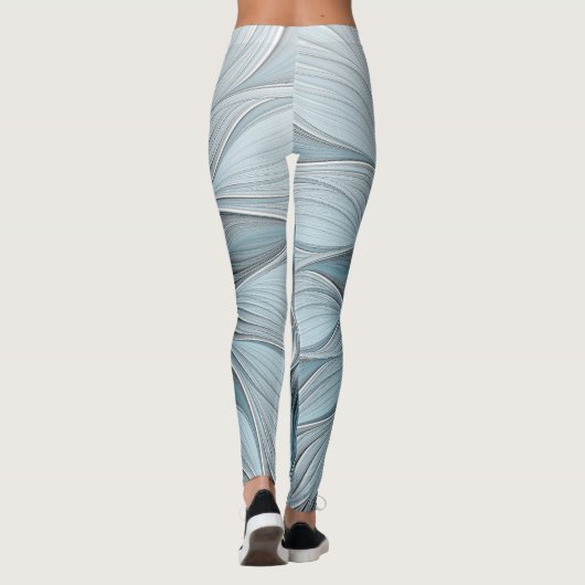 Freude Blume Abstrakt Blue Gray Fraktal Leggings (Rückseite)
