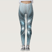 Freude Blume Abstrakt Blue Gray Fraktal Leggings (Vorderseite)