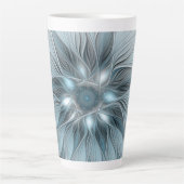 Freude Blume Abstrakt Blue Gray Fraktal Milchtasse (Vorderseite)
