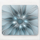 Freude Blume Abstrakt Blue Gray Fraktal Mousepad (Vorne)