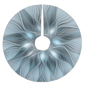 Freude Blume Abstrakt Blue Gray Fraktal Polyester Weihnachtsbaumdecke (Vorderseite)