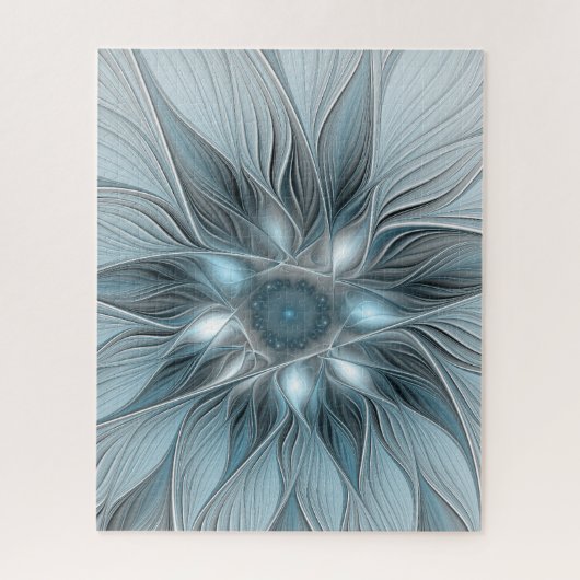 Freude Blume Abstrakt Blue Gray Fraktal Puzzle (Vertikal)