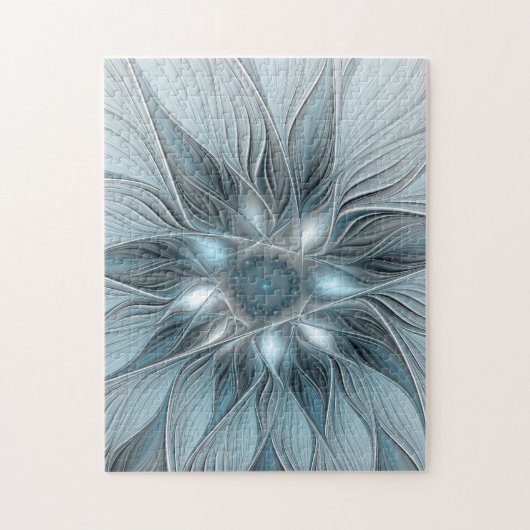 Freude Blume Abstrakt Blue Gray Fraktal Puzzle (Vertikal)