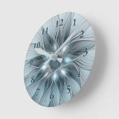 Freude Blume Abstrakt Blue Gray Fraktal Runde Wanduhr (Winkel)