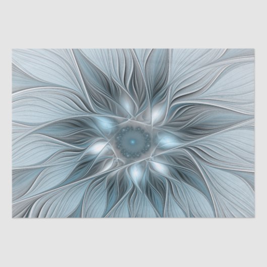 Freude Blume Abstrakt Blue Gray Fraktal Seidenpapier (Vorderseite)