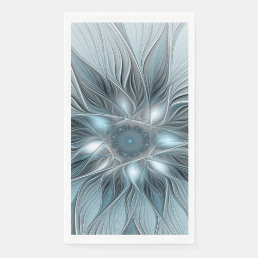 Freude Blume Abstrakt Blue Gray Fraktal Serviette (Vorderseite)