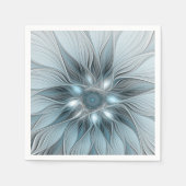 Freude Blume Abstrakt Blue Gray Fraktal Serviette (Vorderseite)