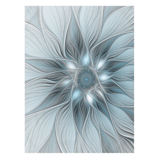 Freude Blume Abstrakt Blue Gray Fraktal Tischdecke (Vorderseite)