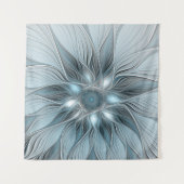 Freude Blume Abstrakt Blue Gray Fraktal Wandteppich (Vorderseite)
