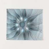 Freude Blume Abstrakt Blue Gray Fraktal Wandteppich (Vorderseite (Horizontal))