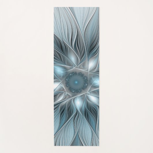 Freude Blume Abstrakt Blue Gray Fraktal Yogamatte (Vorderseite)