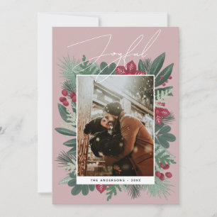 Freude. Botanisches Foto im Winter Feiertagskarte