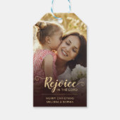 Freude Brown Rustic Religious Weihnachten Geschenkanhänger (Vorderseite)