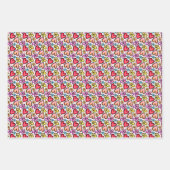 Freude bunter Herzen und Blume Geschenkpapier Set (Vorderseite 3)