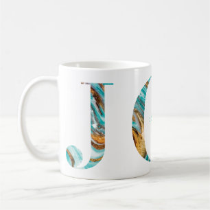 Freude-buntes aquamarines u. kaffeetasse